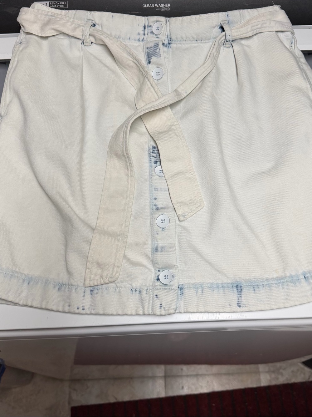 Anthro ~Cloth & Stone ~Skirt ~Heavily Acid Washed ~Button Front ~Tie Waist ~ - Picture 10 of 15